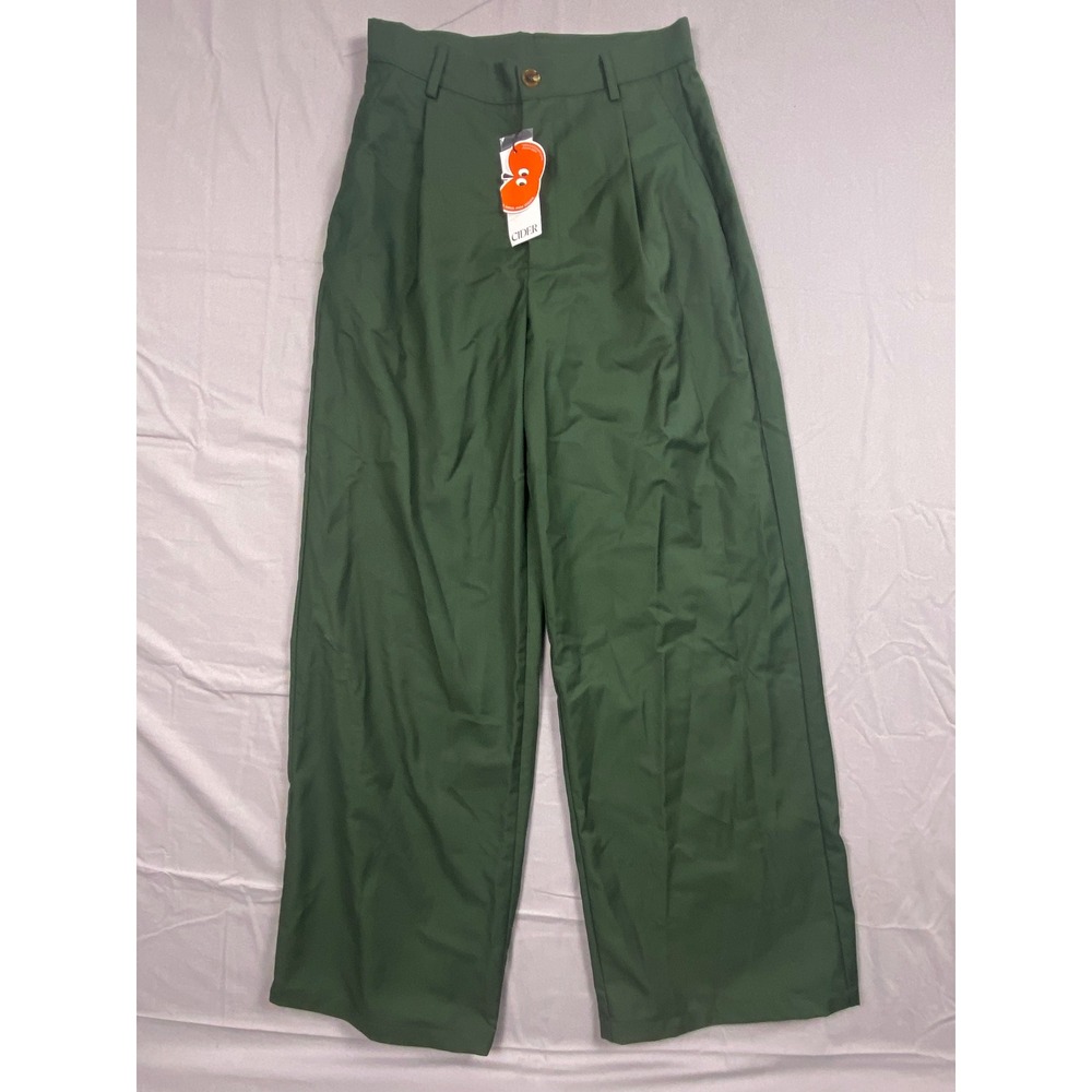 Cider Olive Green Pleated Wide Leg Trousers Womens Small NWT